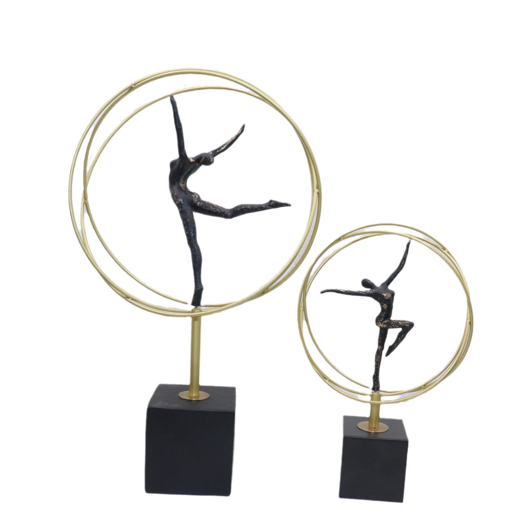 Modern Abstract Ballerina Dancer Statue with Golden Frame