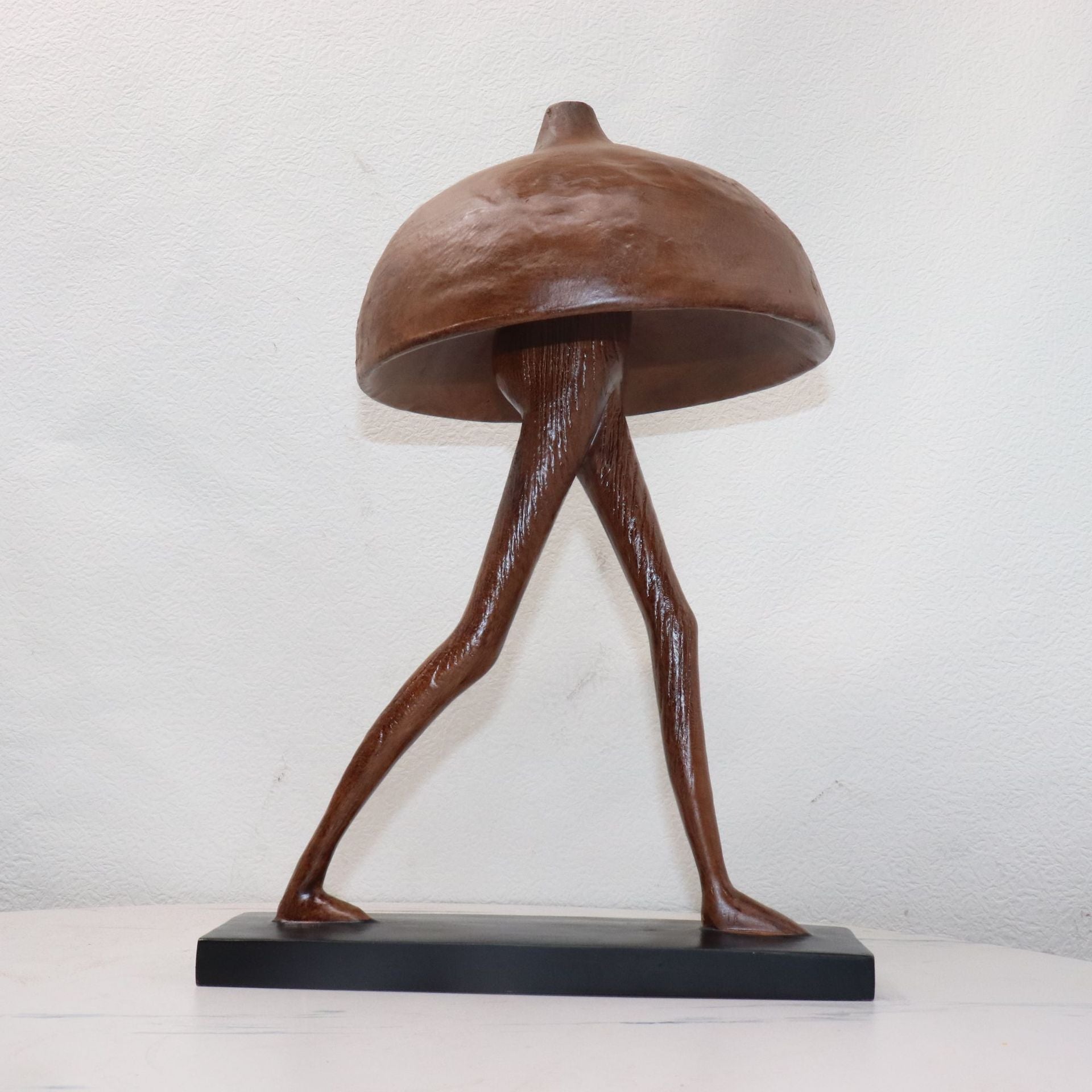 Abstract Walking Umbrella Head Human Sculpture