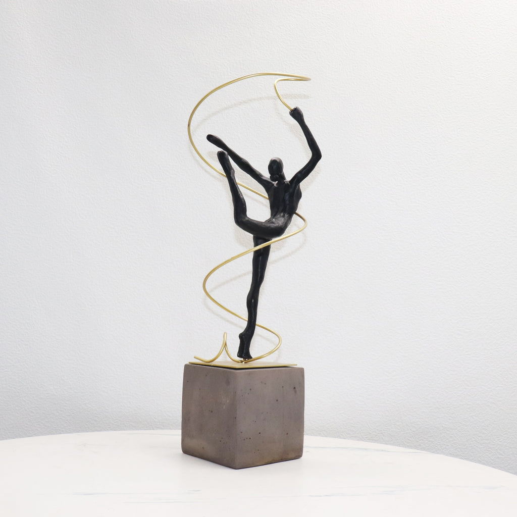 Modern Abstract Ballerina Dancer Statue with Golden Frame
