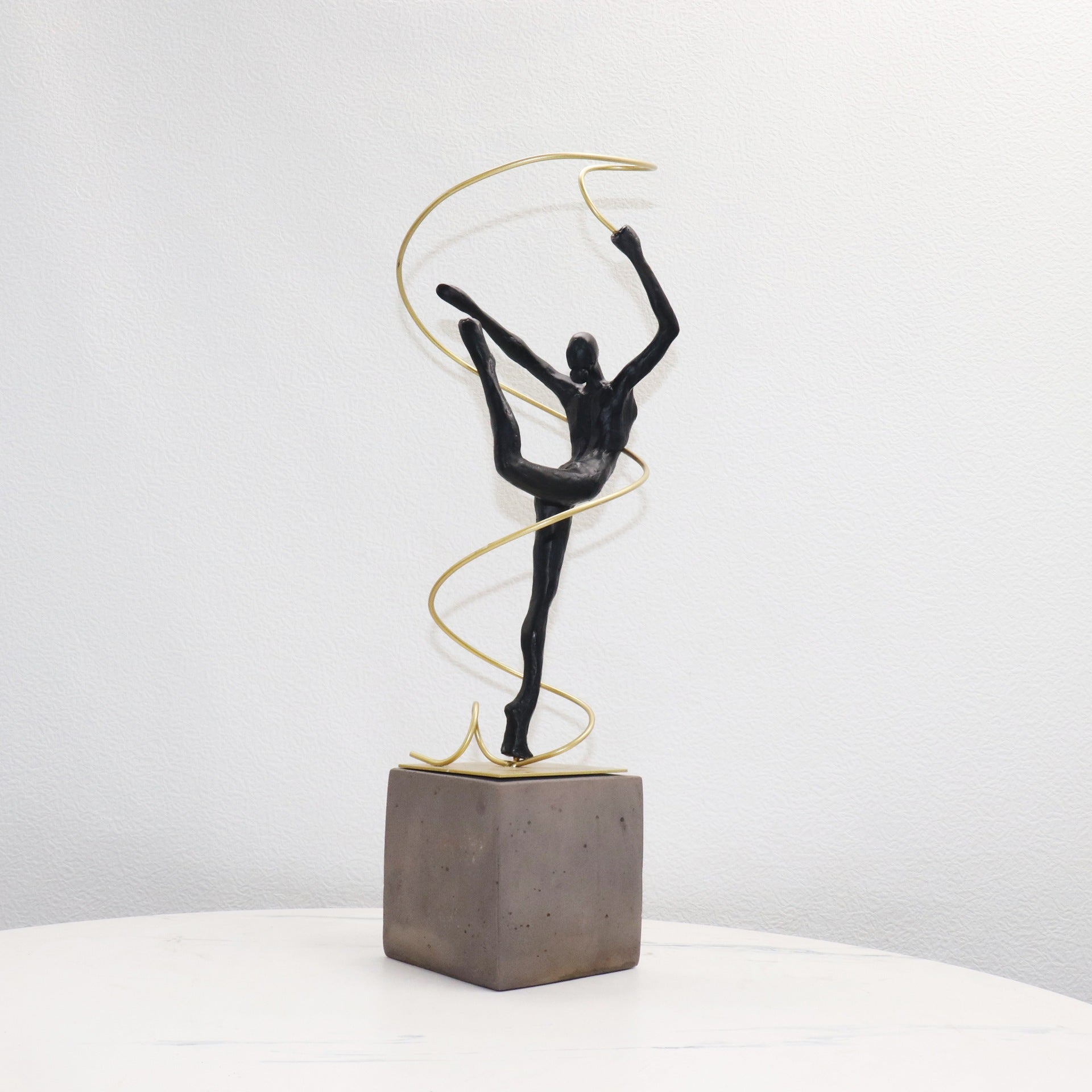 Modern Abstract Ballerina Dancer Statue with Golden Frame