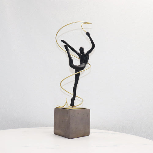 Modern Abstract Ballerina Dancer Statue with Golden Frame
