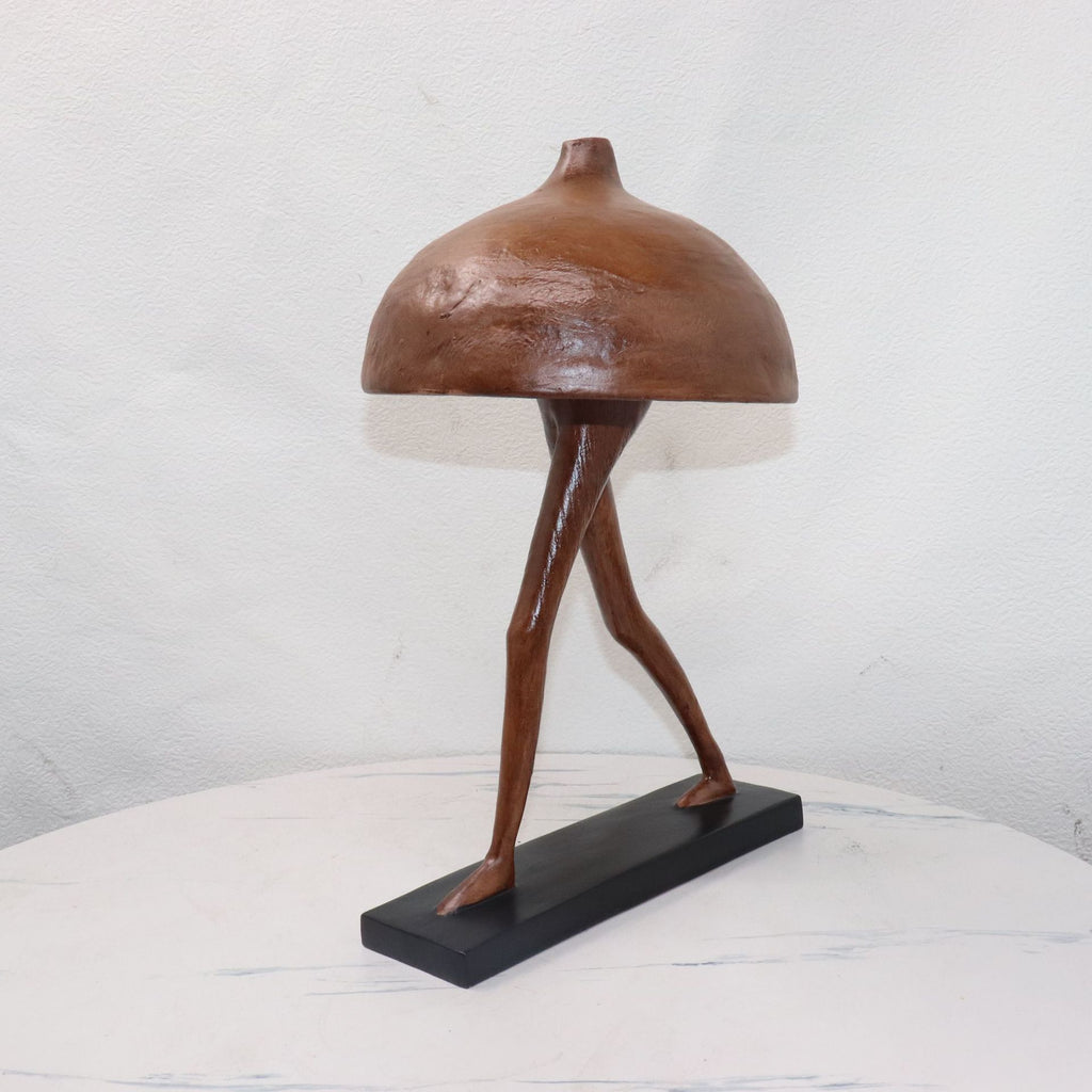 Abstract Walking Umbrella Head Human Sculpture