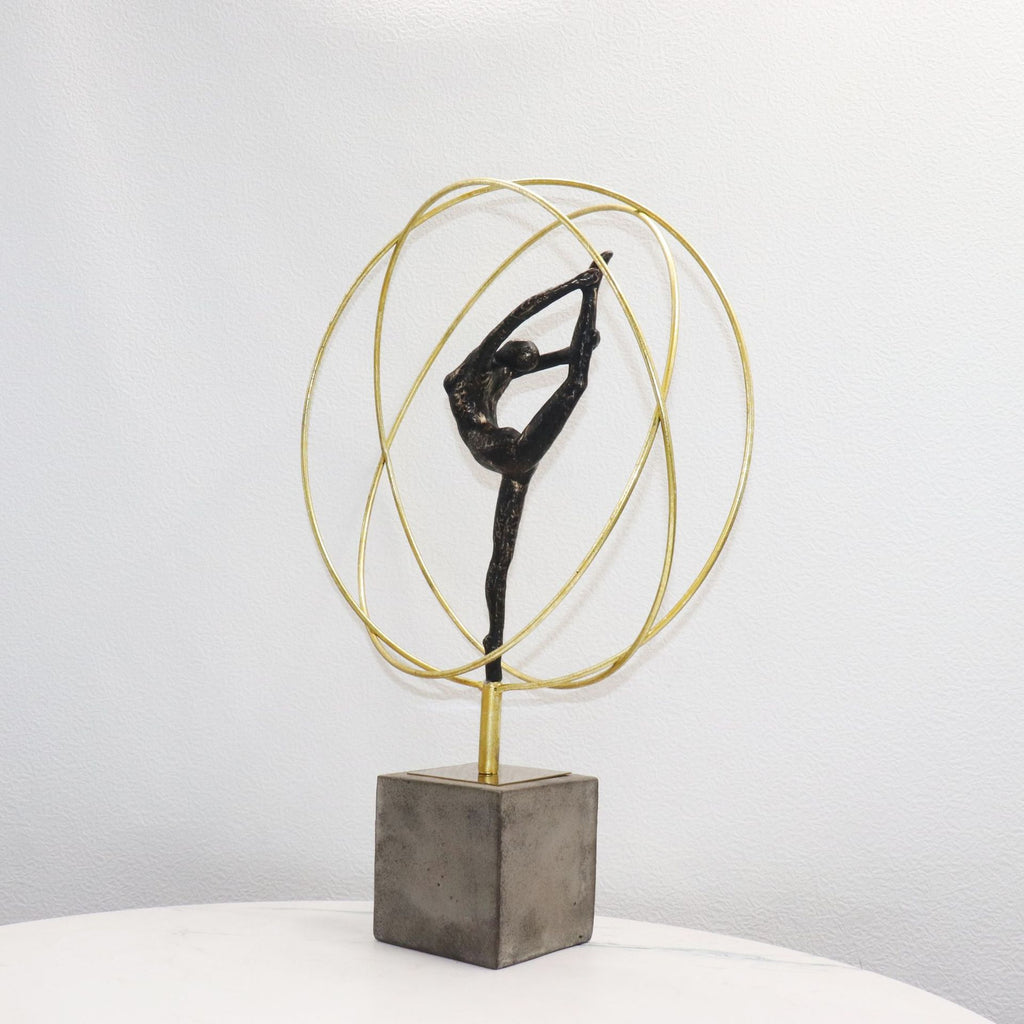 Modern Abstract Ballerina Dancer Statue with Golden Frame