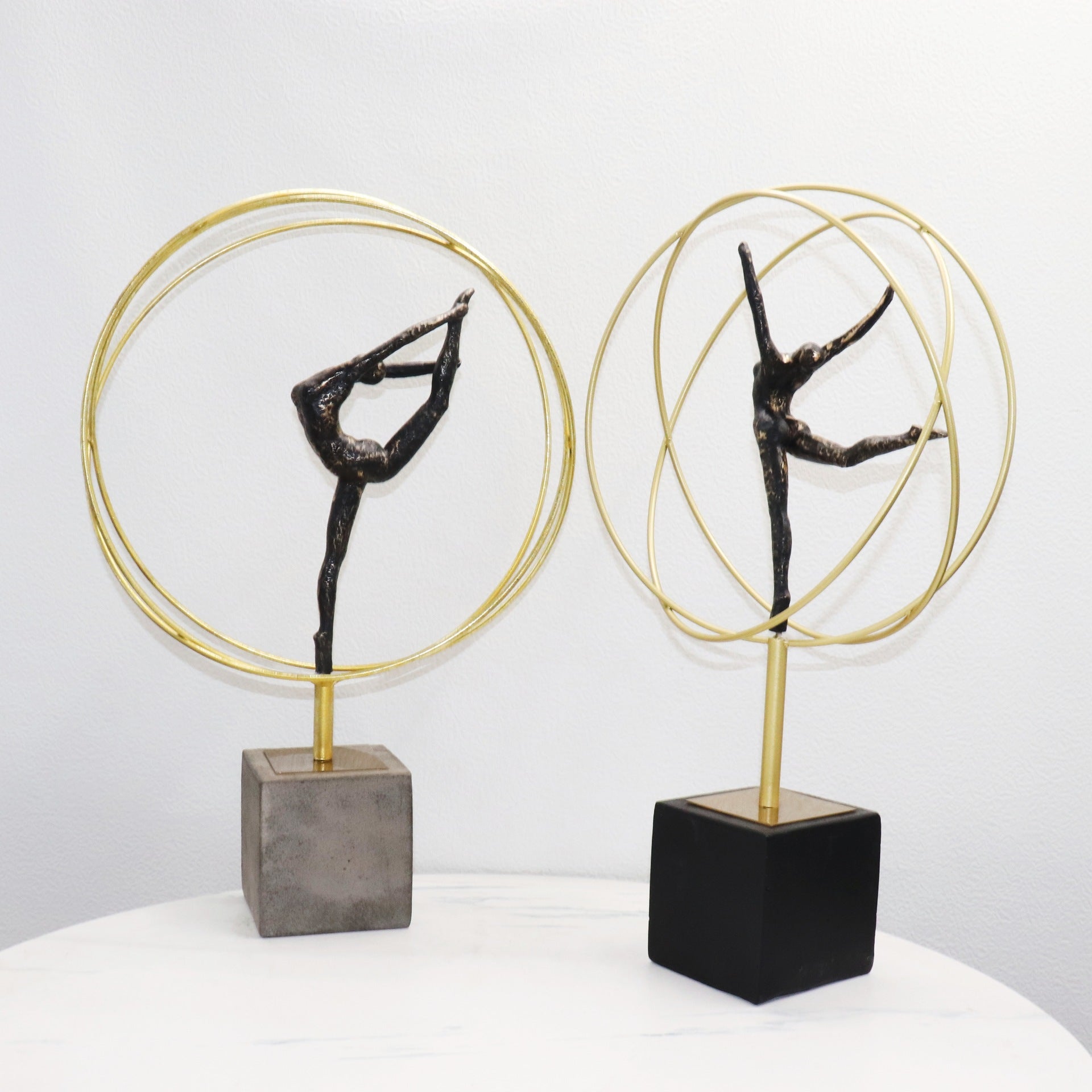 Modern Abstract Ballerina Dancer Statue with Golden Frame