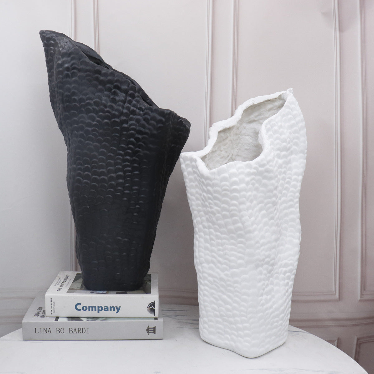 Modern Irregular Twisted Vase with 3D Hammered Bubble Texture