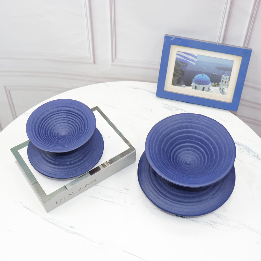 Modern Abstract Klein Blue Swirl Spiral Resin Vase