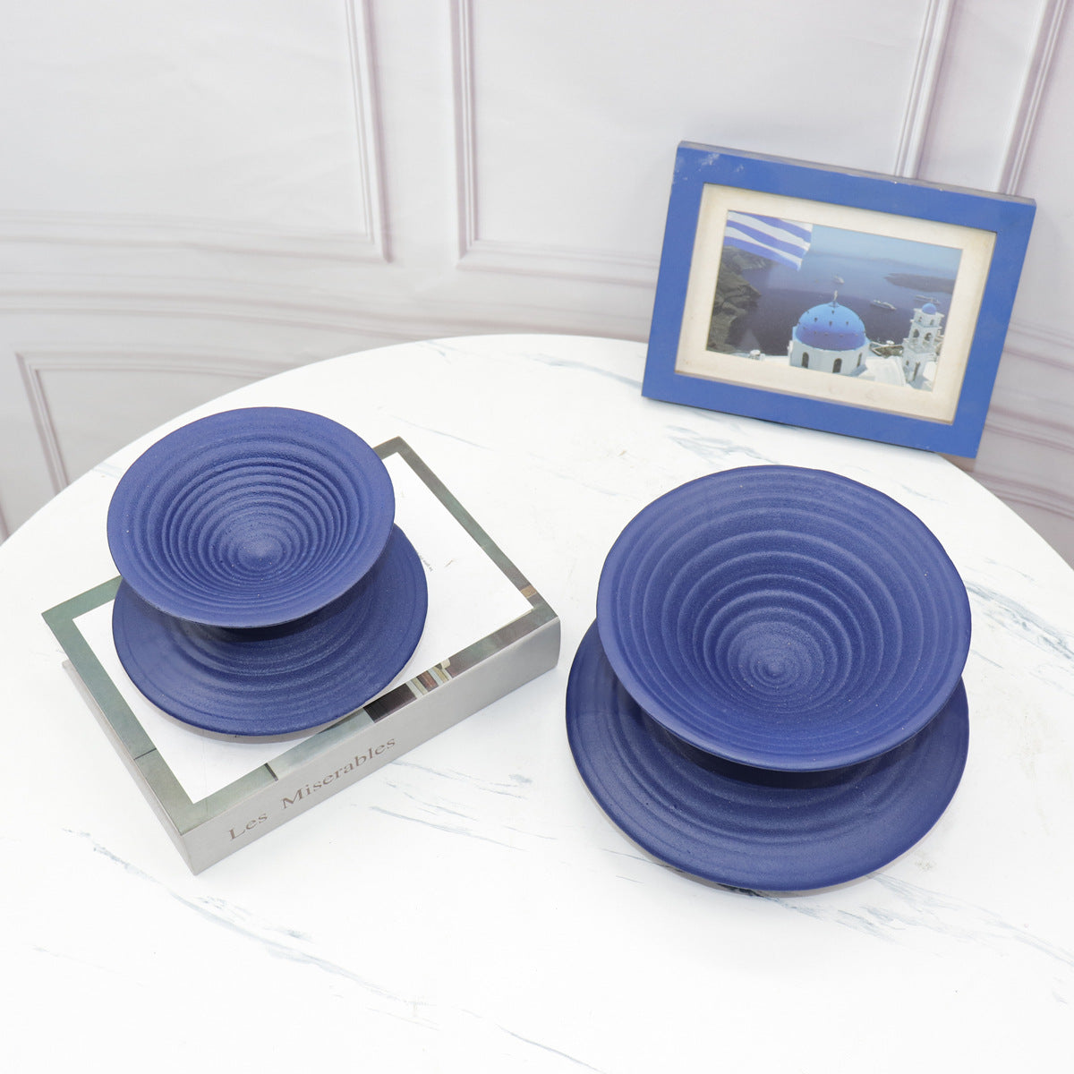 Modern Abstract Klein Blue Swirl Spiral Resin Vase