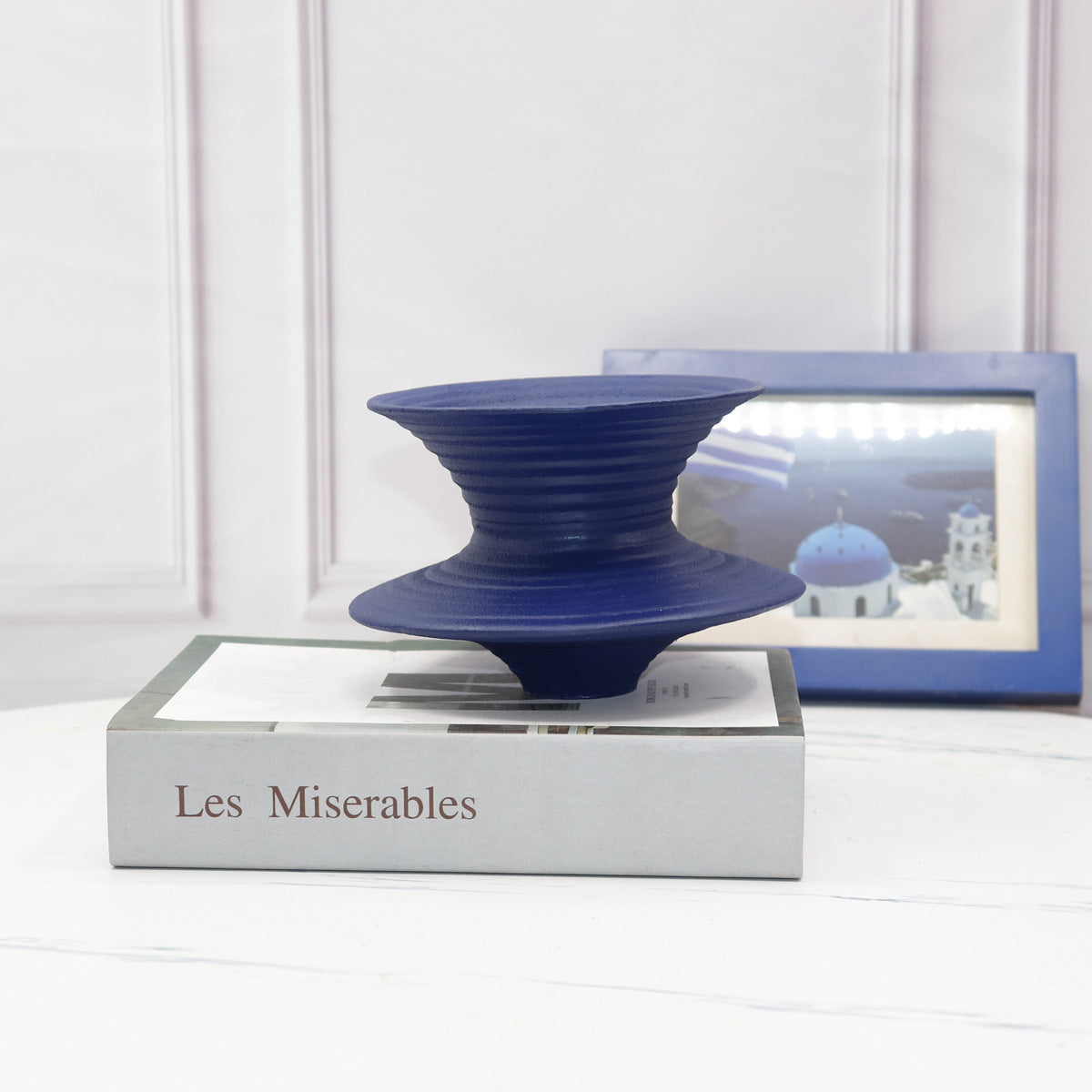 Modern Abstract Klein Blue Swirl Spiral Resin Vase
