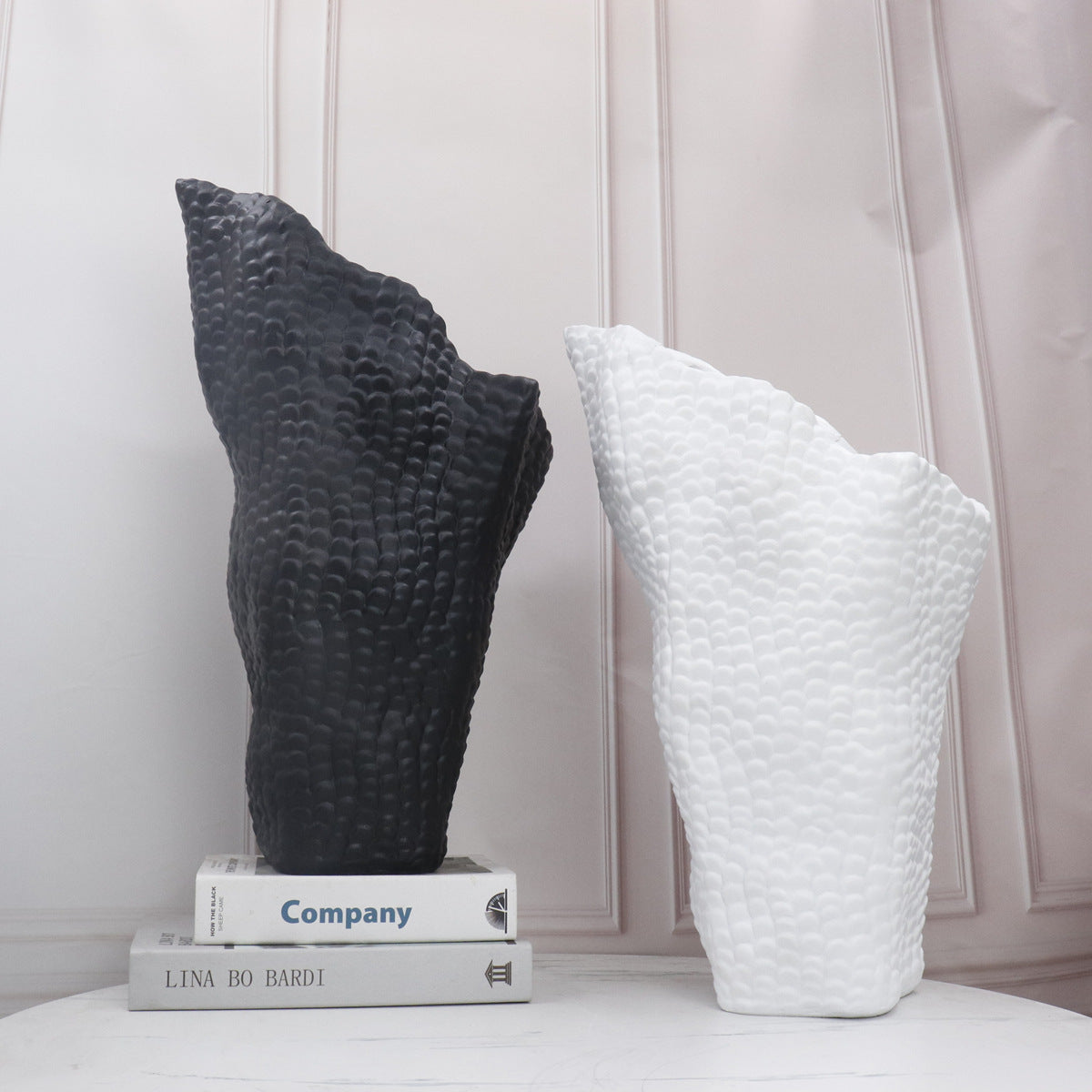 Modern Irregular Twisted Vase with 3D Hammered Bubble Texture
