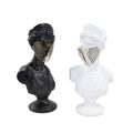 Modern Greek Goddess Bust Sculpture with Geometric Metal Mask