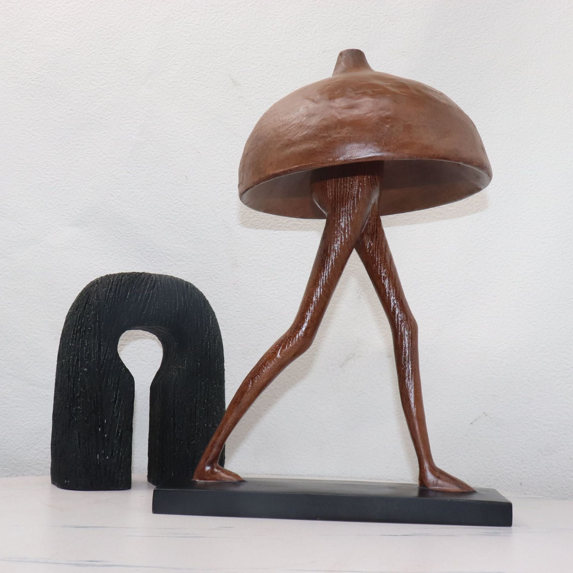 Abstract Walking Umbrella Head Human Sculpture