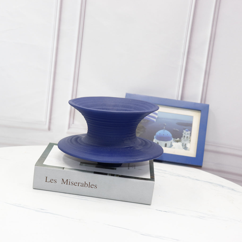 Modern Abstract Klein Blue Swirl Spiral Resin Vase