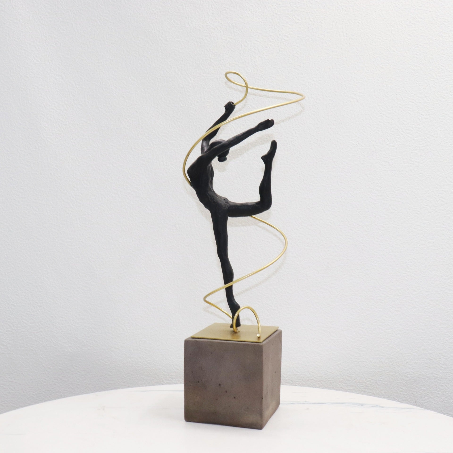 Modern Abstract Ballerina Dancer Statue with Golden Frame