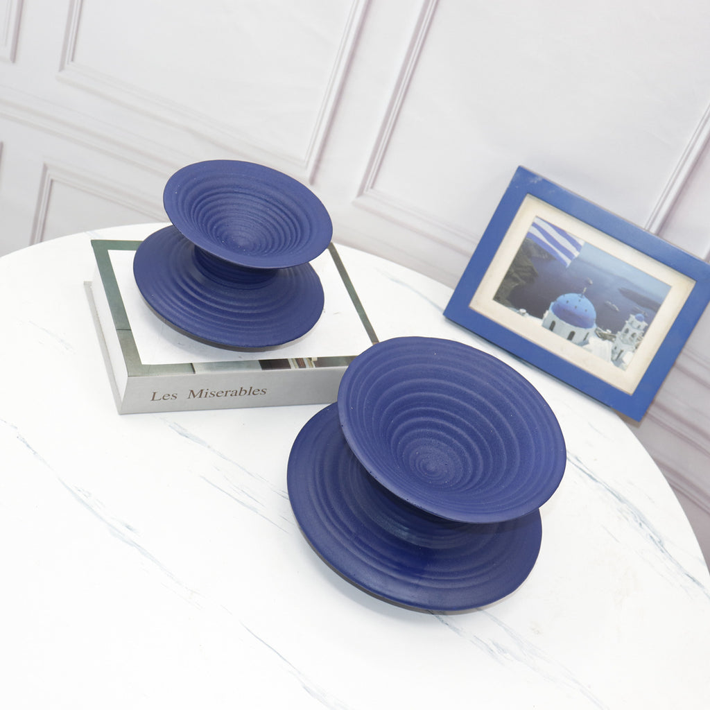 Modern Abstract Klein Blue Swirl Spiral Resin Vase