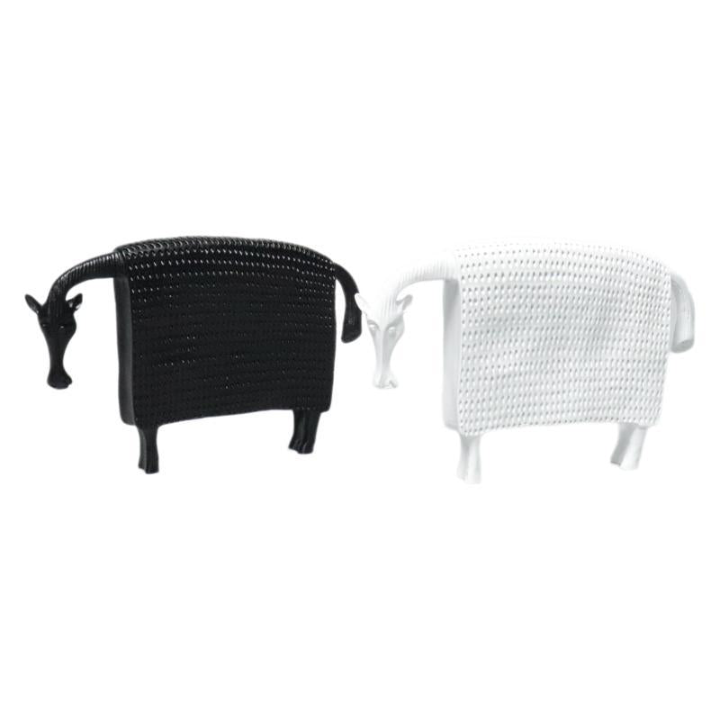 Modern Minimalist Abstract Square Horse Figurine with Woven Texture
